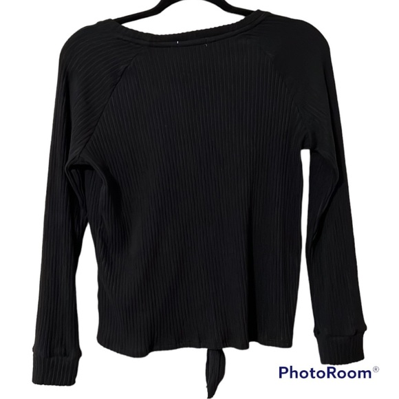 Love, Glam Girl large Jayme brushed tie front pullover black long sleeve stitch - Picture 2 of 11